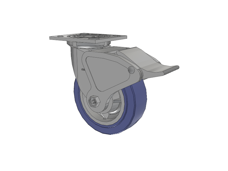 4 Series 2 Inch Wide Top Plate Swivel Caster with 6 x 2 HydroTech (Flat) Wheel and Total Lock Brake