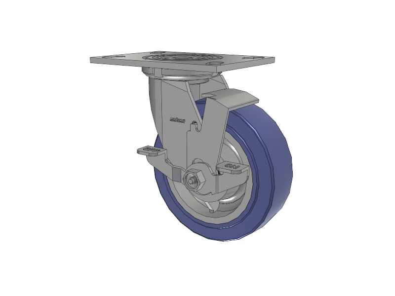 4 Series 2 Inch Wide Top Plate Swivel Caster with 6 x 2 HydroTech (Flat) Wheel and Top Lock Brake