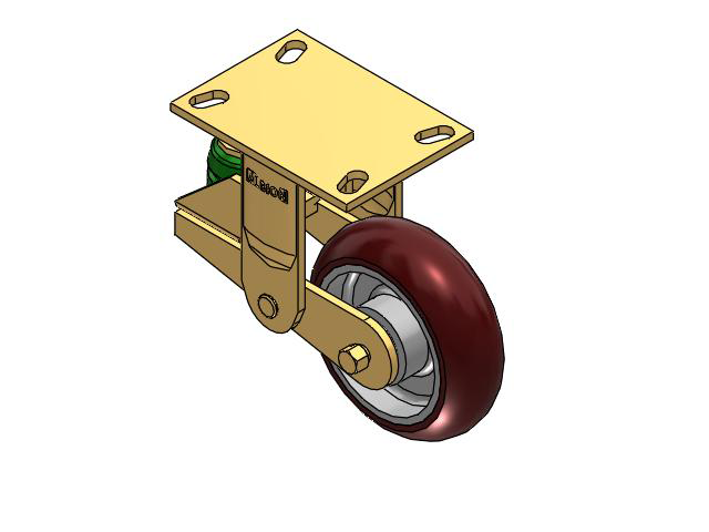 Roulette rigide à plaque supérieure de la série 141 avec bande de roulement marron 6 x 2 sur noyau en aluminium AX - Roue ronde en polyuréthane (noyau en aluminium)
