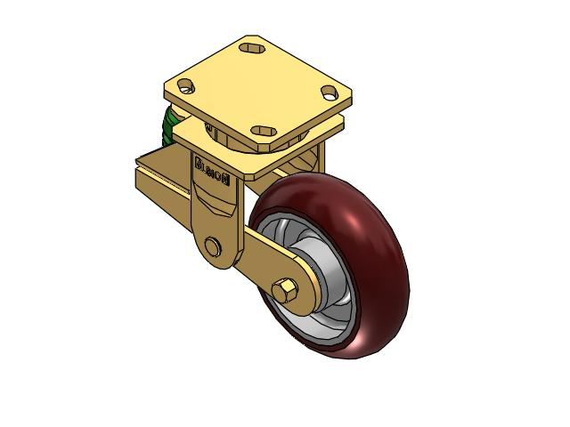 141 Series Top Plate Swivel Caster with 6 x 2 Maroon Tread on Aluminum Core AX - Round Polyurethane (Aluminum Core) Wheel