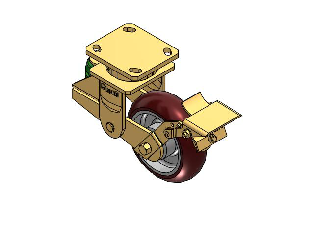 141 Series Top Plate Swivel Caster with 6 x 2 Maroon Tread on Aluminum Core AX - Round Polyurethane (Aluminum Core) Wheel and Brake
