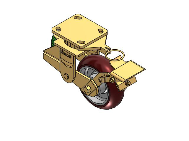 141 Series Top Plate Swivel Caster with 6 x 2 Maroon Tread on Aluminum Core AX - Round Polyurethane (Aluminum Core) Wheel and Brake