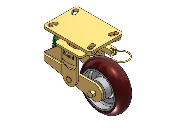 141 Series Top Plate Swivel Caster with 6 x 2 Maroon Tread on Aluminum Core AX - Round Polyurethane (Aluminum Core) Wheel