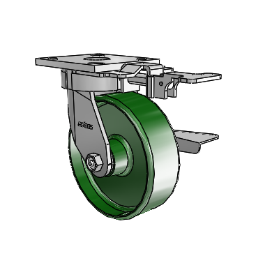 4 Series Kingpinless Casters Top Plate Swivel Caster with 6 x 2 Cast Iron wheel and Side Lock Brake