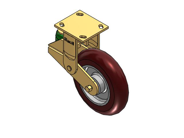 141 Series Top Plate Rigid Caster with 8 x 2 Maroon Tread on Aluminum Core AX - Round Polyurethane (Aluminum Core) Wheel