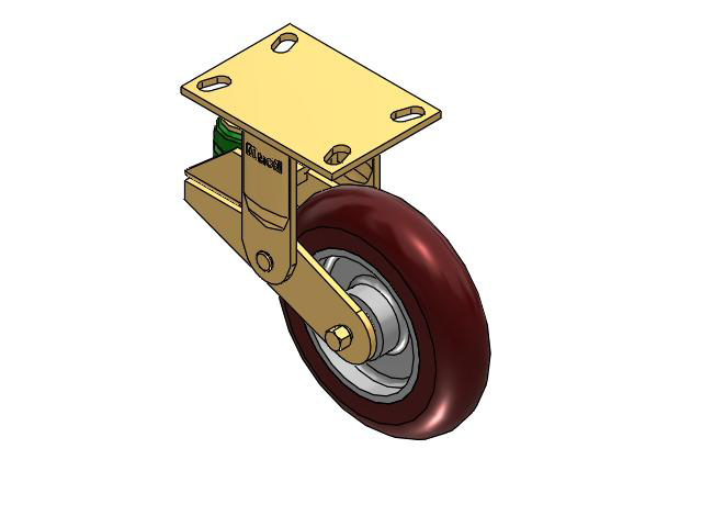 141 Series Top Plate Rigid Caster with 8 x 2 Maroon Tread on Aluminum Core AX - Round Polyurethane (Aluminum Core) Wheel