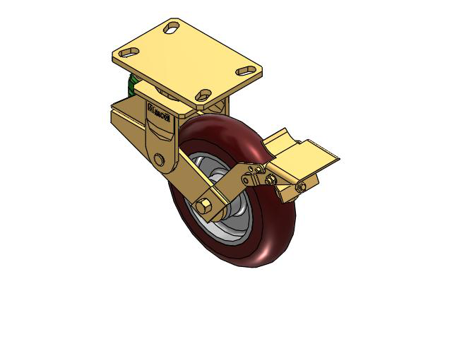 141 Series Top Plate Swivel Caster with 8 x 2 Maroon Tread on Aluminum Core AX - Round Polyurethane (Aluminum Core) Wheel and Brake