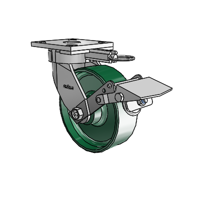 4 Series Kingpinless Casters Top Plate Swivel Caster with 6 x 2 Forged Steel wheel and Tread Lock Brake