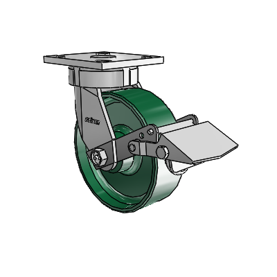 4 Series Kingpinless Casters Top Plate Swivel Caster with 6 x 2 Forged Steel wheel and Tread Lock Brake