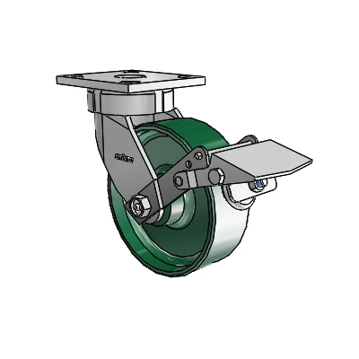4 Series Kingpinless Casters Top Plate Swivel Caster with 6 x 2 Forged Steel wheel and Tread Lock Brake