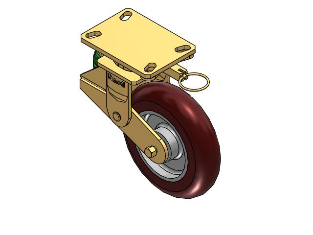 141 Series Top Plate Swivel Caster with 8 x 2 Maroon Tread on Aluminum Core AX - Round Polyurethane (Aluminum Core) Wheel