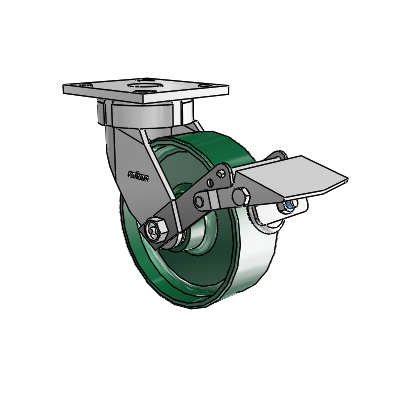 4 Series Kingpinless Casters Top Plate Swivel Caster with 6 x 2 Forged Steel wheel and Tread Lock Brake