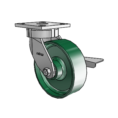 4 Series Kingpinless Casters Top Plate Swivel Caster with 6 x 2 Forged Steel wheel and Side Lock Brake
