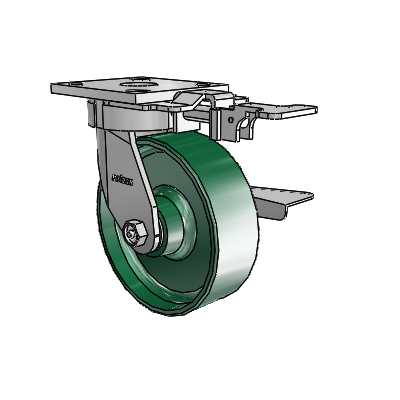 4 Series Kingpinless Casters Top Plate Swivel Caster with 6 x 2 Forged Steel wheel and Side Lock Brake