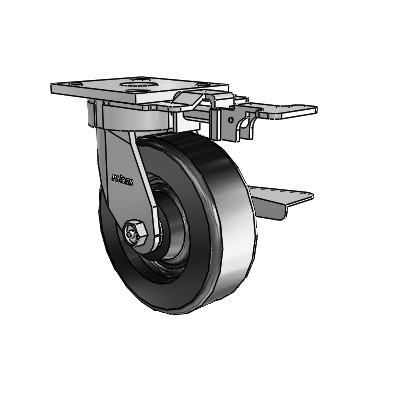 4 Series Kingpinless Casters Top Plate Swivel Caster with 6 x 2 Phenolic wheel and Side Lock Brake