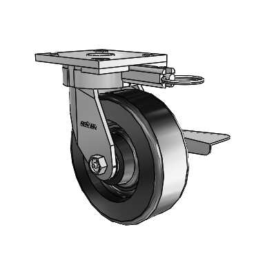 4 Series Kingpinless Casters Top Plate Swivel Caster with 6 x 2 Phenolic wheel and Side Lock Brake