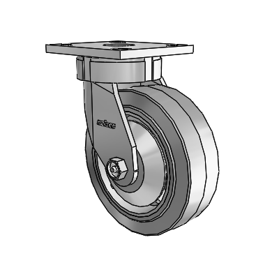 4 Series Kingpinless Casters Top Plate Swivel Caster with 6 x 2 Performa Rubber (Flat/Grey) wheel