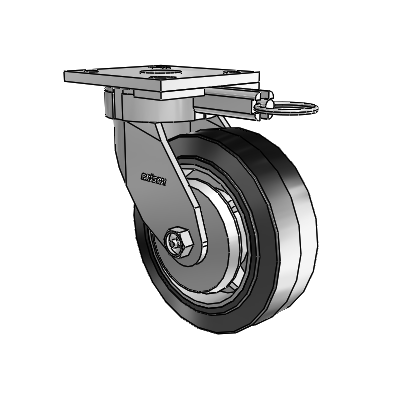 4 Series Kingpinless Casters Top Plate Swivel Caster with 6 x 2 Performa Rubber (Flat/Black) wheel