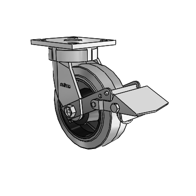 4 Series Kingpinless Casters Top Plate Swivel Caster with 6 x 2 Performa Rubber (Flat/Conductive) wheel and Tread Lock Brake