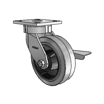 4 Series Kingpinless Casters Top Plate Swivel Caster with 6 x 2 Performa Rubber (Flat/Conductive) wheel and Side Lock Brake