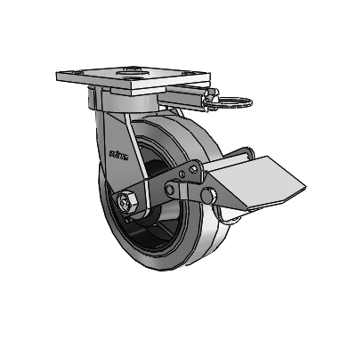 4 Series Kingpinless Casters Top Plate Swivel Caster with 6 x 2 Performa Rubber (Flat/Conductive) wheel and Tread Lock Brake