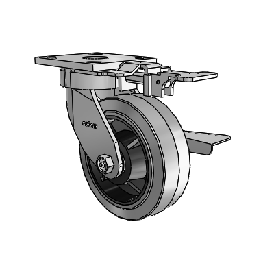 4 Series Kingpinless Casters Top Plate Swivel Caster with 6 x 2 Performa Rubber (Flat/Conductive) wheel and Side Lock Brake