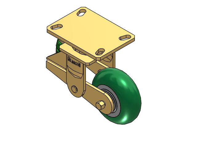 141 Series Top Plate Swivel Caster with 5 x 2 Green Tread on Aluminum Core PM - Round Polyurethane (Aluminum Core) Wheel
