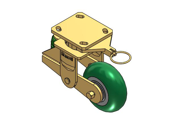 141 Series Top Plate Swivel Caster with 5 x 2 Green Tread on Aluminum Core PM - Round Polyurethane (Aluminum Core) Wheel