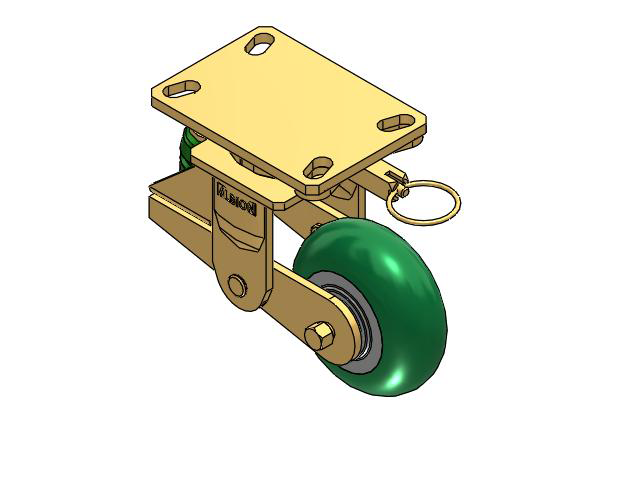 141 Series Top Plate Swivel Caster with 5 x 2 Green Tread on Aluminum Core PM - Round Polyurethane (Aluminum Core) Wheel