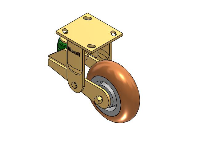141 Series Top Plate Rigid Caster with 6 x 2 Butterscotch Tread on Aluminum Core PM - Round Polyurethane (Aluminum Core) Wheel