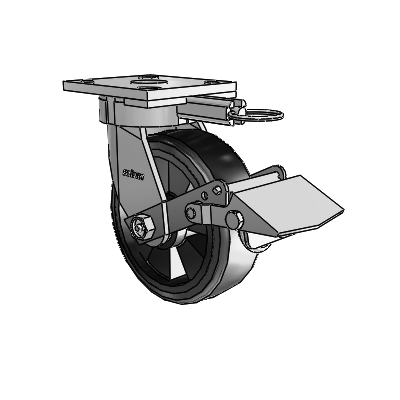 4 Series Kingpinless Casters Top Plate Swivel Caster with 6 x 2 Trans-forma LT (Flat) wheel and Tread Lock Brake