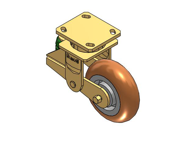 141 Series Top Plate Swivel Caster with 6 x 2 Butterscotch Tread on Aluminum Core PM - Round Polyurethane (Aluminum Core) Wheel