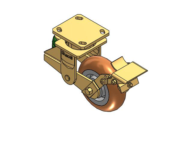 141 Series Top Plate Swivel Caster with 6 x 2 Butterscotch Tread on Aluminum Core PM - Round Polyurethane (Aluminum Core) Wheel and Brake