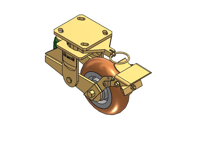 141 Series Top Plate Swivel Caster with 6 x 2 Butterscotch Tread on Aluminum Core PM - Round Polyurethane (Aluminum Core) Wheel and Brake