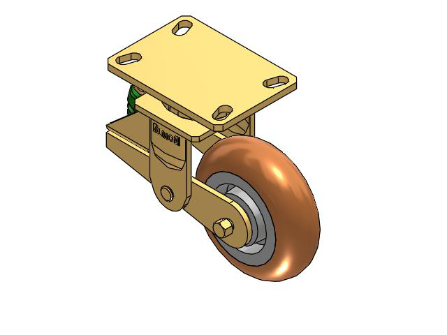 141 Series Top Plate Swivel Caster with 6 x 2 Butterscotch Tread on Aluminum Core PM - Round Polyurethane (Aluminum Core) Wheel