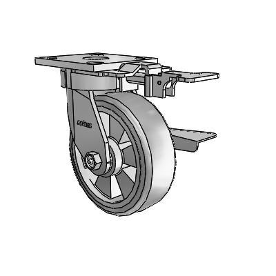 4 Series Kingpinless Casters Top Plate Swivel Caster with 6 x 2 Trans-forma (Flat) wheel and Side Lock Brake