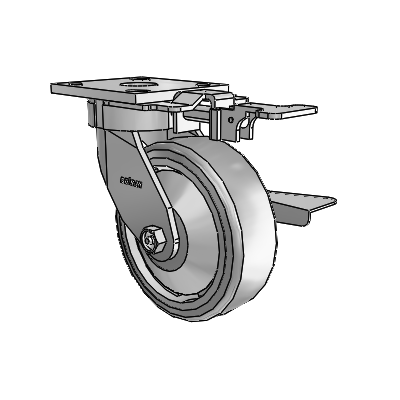 4 Series Kingpinless Casters Top Plate Swivel Caster with 6 x 2 Trans-forma (Flat) wheel and Side Lock Brake