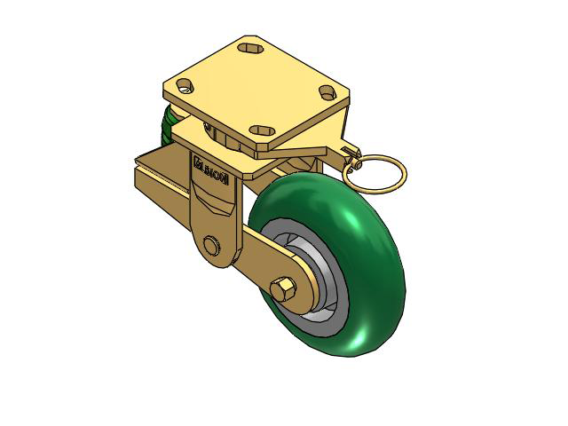 141 Series Top Plate Swivel Caster with 6 x 2 Green Tread on Aluminum Core PM - Round Polyurethane (Aluminum Core) Wheel
