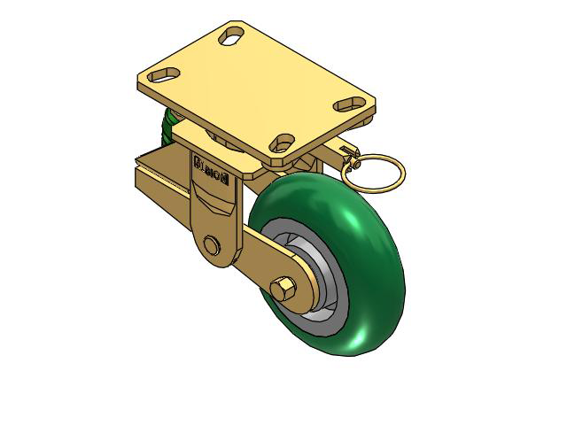 141 Series Top Plate Swivel Caster with 6 x 2 Green Tread on Aluminum Core PM - Round Polyurethane (Aluminum Core) Wheel