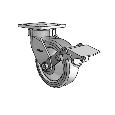4 Series Kingpinless Casters Top Plate Swivel Caster with 6 x 2 Trans-forma HD (Flat) wheel and Tread Lock Brake