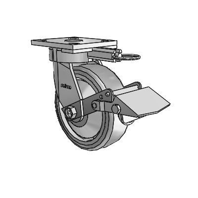 Roulettes sans pivot de la série 4 : roulette pivotante à plaque supérieure équipée d'une roue Trans-forma HD (plate) 6 x 2 et d'un frein Tread Lock