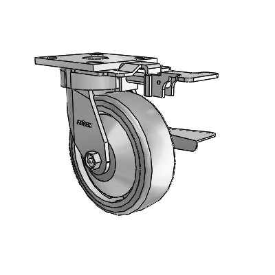 4 Series Kingpinless Casters Top Plate Swivel Caster with 6 x 2 Trans-forma HD (Flat) wheel and Side Lock Brake