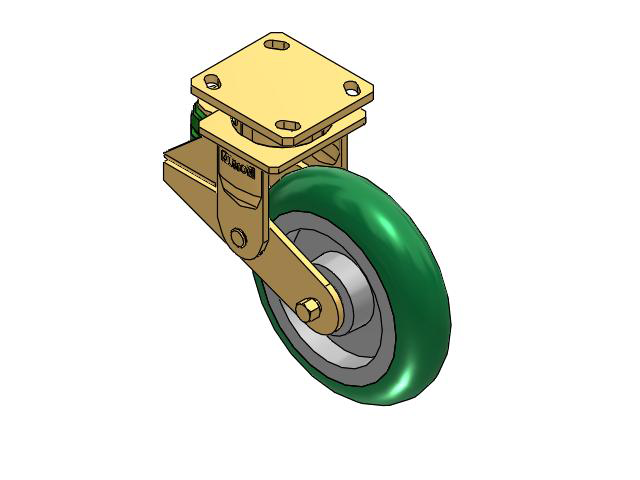 141 Series Top Plate Swivel Caster with 8 x 2 Green Tread on Aluminum Core PM - Round Polyurethane (Aluminum Core) Wheel