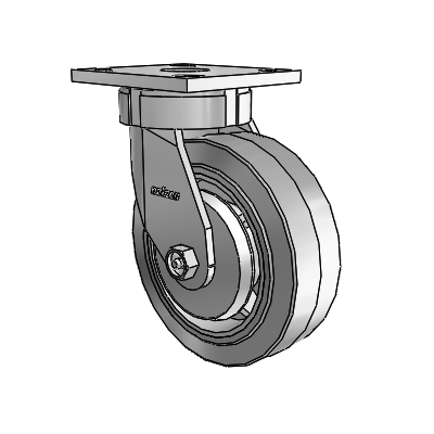 4 Series Kingpinless Casters Top Plate Swivel Caster with 6 x 2 Performa Rubber (Flat/Grey) wheel