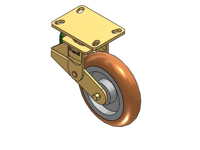 Roulette pivotante à plaque supérieure de la série 141 avec bande de roulement « Butterscotch » 8 x 2 sur noyau en aluminium PM - Roue ronde en polyuréthane (noyau en aluminium)