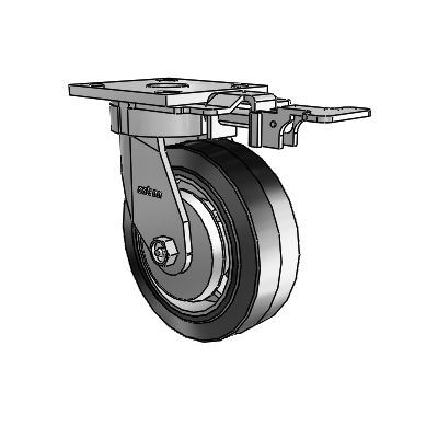 4 Series Kingpinless Casters Top Plate Swivel Caster with 6 x 2 Performa Rubber (Flat/Black) wheel