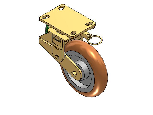 141 Series Top Plate Swivel Caster with 8 x 2 Butterscotch Tread on Aluminum Core PM - Round Polyurethane (Aluminum Core) Wheel
