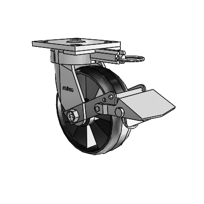 4 Series Kingpinless Casters Top Plate Swivel Caster with 6 x 2 Maxim wheel and Tread Lock Brake