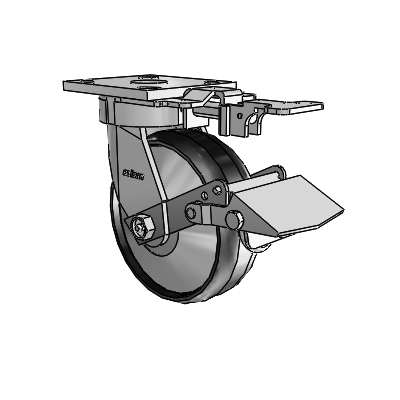 4 Series Kingpinless Casters Top Plate Swivel Caster with 6 x 2 Maxim wheel and Tread Lock Brake