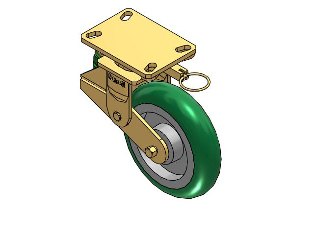 141 Series Top Plate Swivel Caster with 8 x 2 Green Tread on Aluminum Core PM - Round Polyurethane (Aluminum Core) Wheel